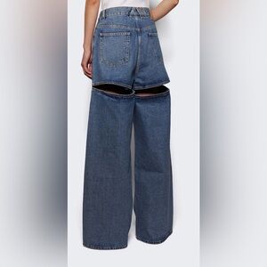 The Attico Blue Wide-Leg Jeans with Knee Cutouts